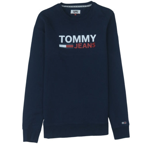 Tommy Jeans Men's Blue Crew Neck Logo Sweatshirt Size S