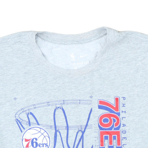 Nike Men's Grey Philadelphia 76ers Dri-Fit T-Shirt XL NBA Graphic Top