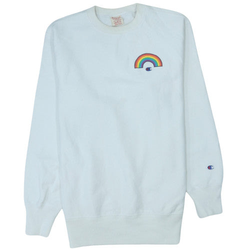 Champion Mens White 2XL Crew Neck Rainbow Graphic Sweatshirt