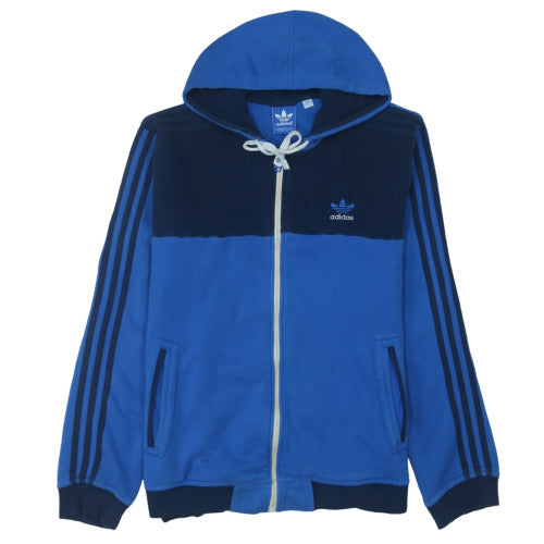 Adidas Men's Blue Full Zip Hoodie L Cotton Blend Sportswear