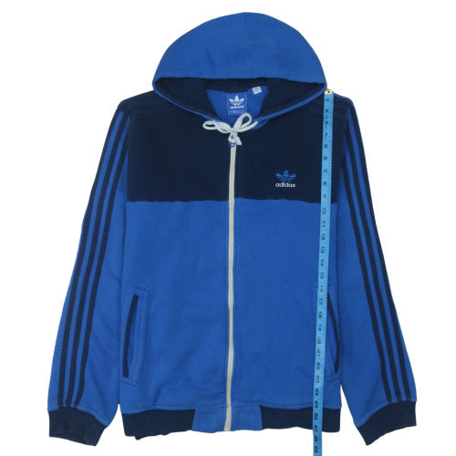 Adidas Men's Blue Full Zip Hoodie L Cotton Blend Sportswear