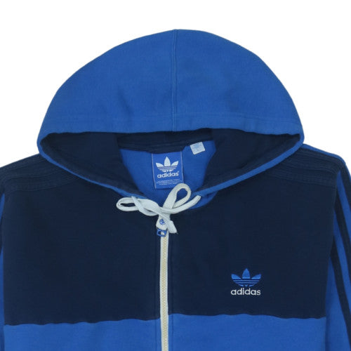 Adidas Men's Blue Full Zip Hoodie L Cotton Blend Sportswear