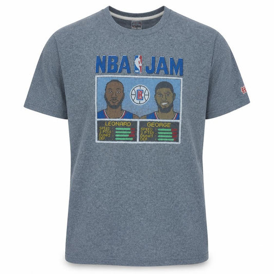 Front view of Homage Men's Grey NBA Jam T-Shirt, size XL, Graphic Print