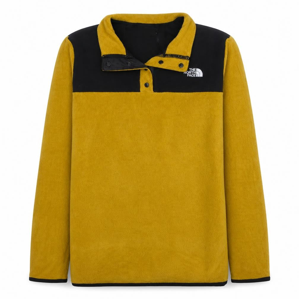 Front view of The North Face Women’s Yellow Fleece Pullover Sweatshirt, size S
