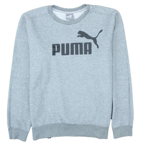Puma Men's Grey Logo Crew Neck Pullover Sweatshirt M