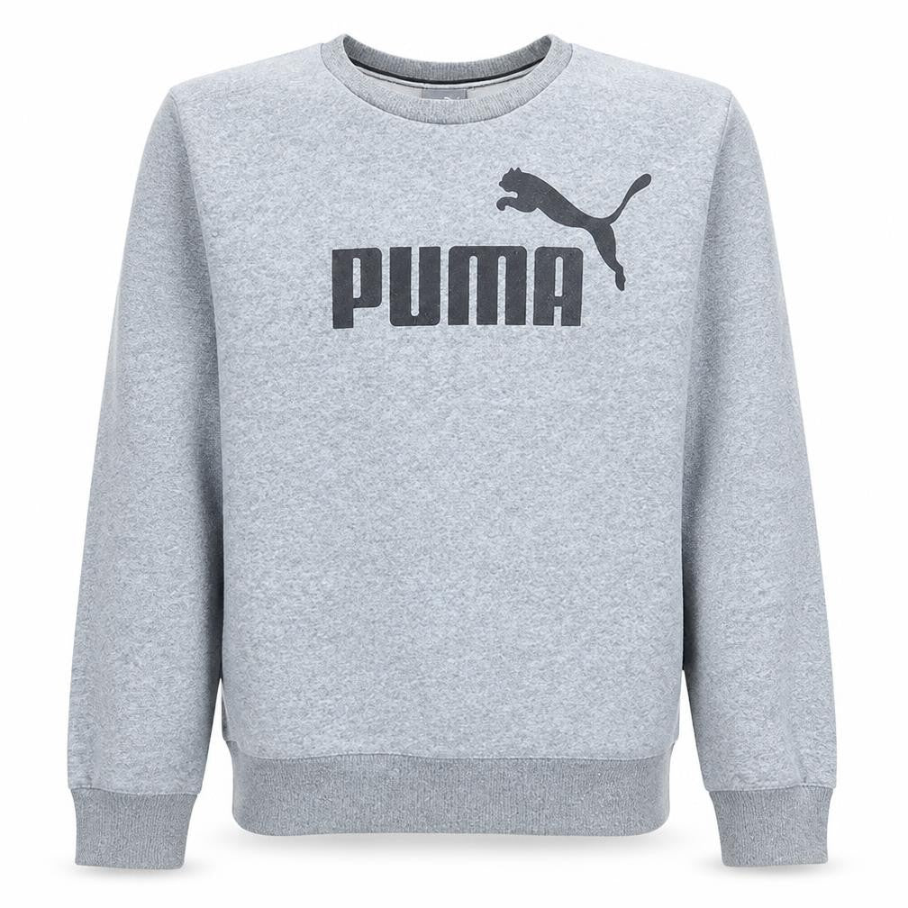 Front view of Puma Men's Grey Logo Crew Neck Pullover Sweatshirt M