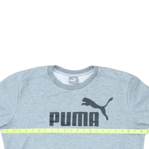 Puma Men's Grey Logo Crew Neck Pullover Sweatshirt M
