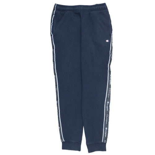 Champion Men's Blue Medium Logo Tape Cuffed Sweatpants