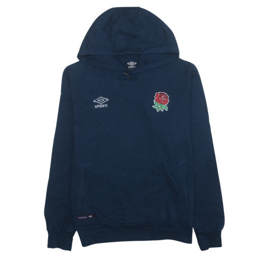 Umbro Mens Navy Hoodie England Rugby Rose Logo Size M Cotton Pullover