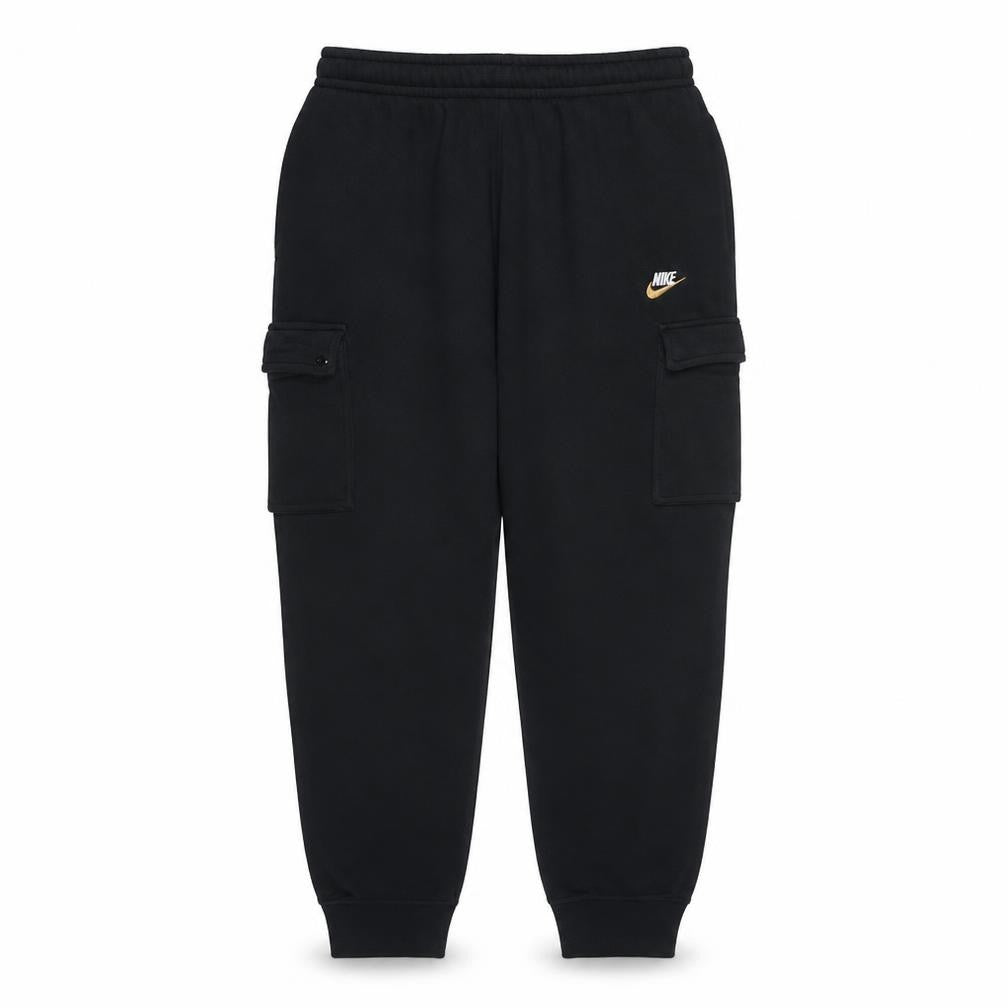 Front view of Nike Men's Black Cargo Fleece Jogger Trousers, size L