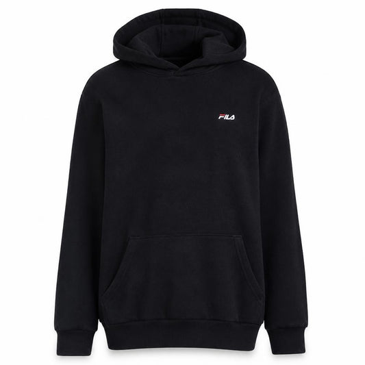 Front view of Fila Men's Black XS Pullover Hoodie - Cotton Blend Classic Sportswear