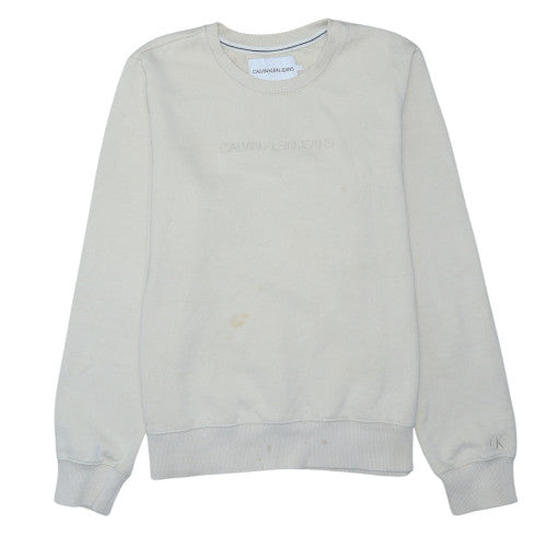 Calvin Klein Jeans Women's Beige Cotton Logo Sweatshirt L