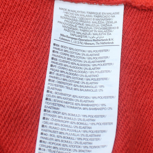 Nike Women Red Cotton Crew Neck Pullover Sweatshirt Size S