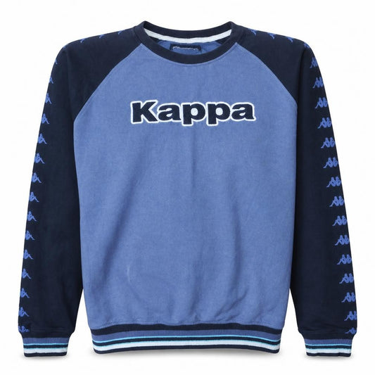 Front view of Kappa Men's Blue Crew Neck Logo Sweatshirt, size L