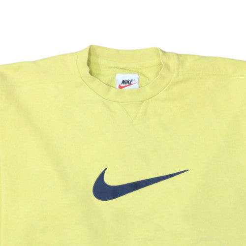Nike Mens Yellow Logo Sweatshirt L Regular Fit Crew Neck