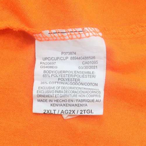 Dickies Men's Orange 2XLT Crew Neck Short Sleeve Work T-Shirt