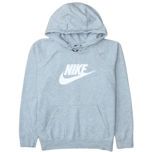 Nike Womens Grey Pullover Hoodie Large Cotton Logo Sweatshirt