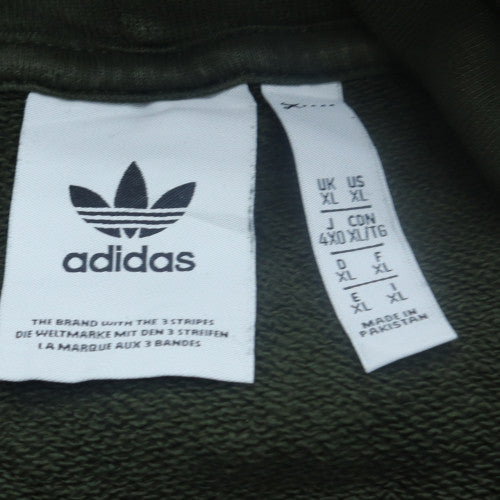Adidas Men's Green Pullover Hoodie XL Fleece Logo Sweatshirt