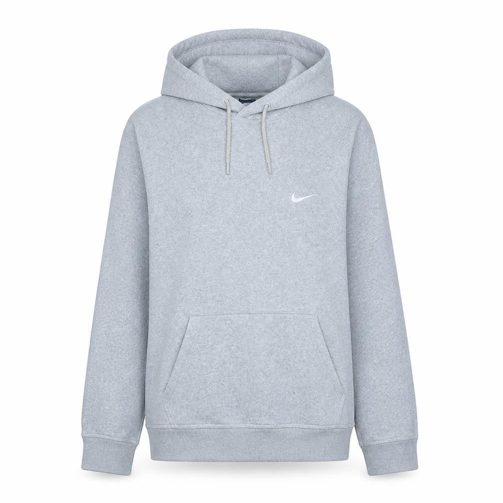 Front view of Nike Women's Grey Pullover Hoodie L Cotton Blend with Logo