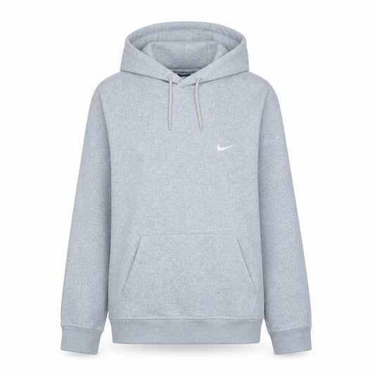 Front view of Nike Women's Grey Pullover Hoodie L Cotton Blend with Logo