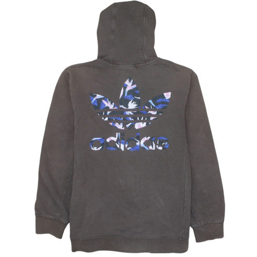 Adidas Womens Brown Full Zip Hoodie L Floral Lined Hood Casual