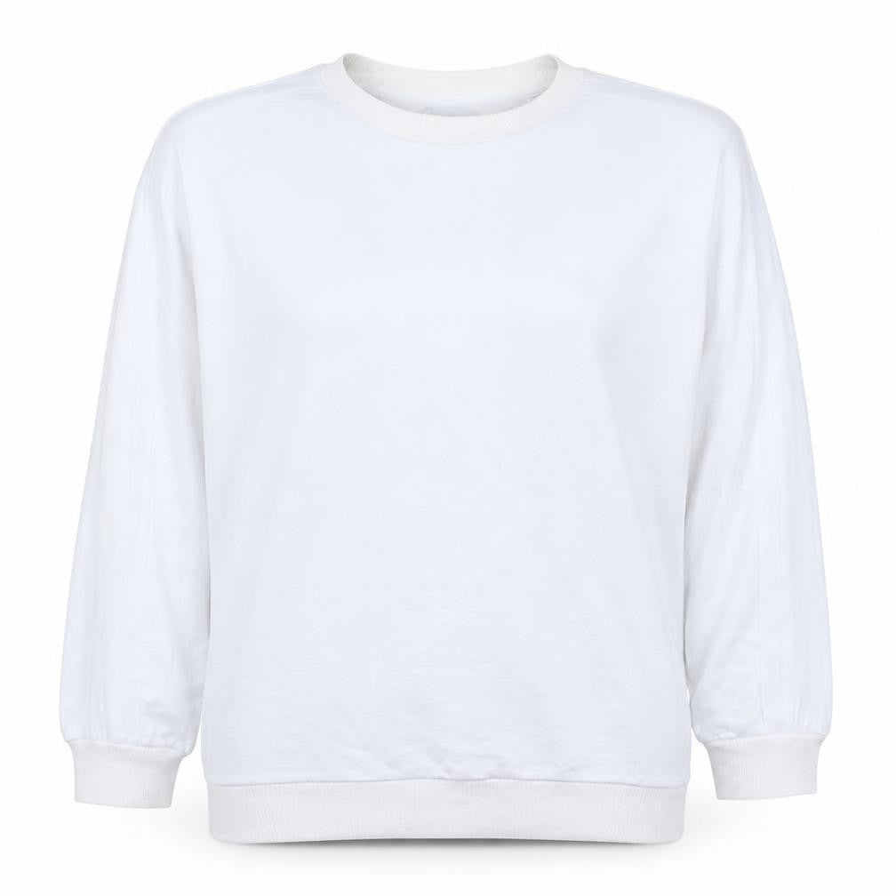 Front view of Adidas Women's White Crew Neck Pullover Sweatshirt, size M, 12-14