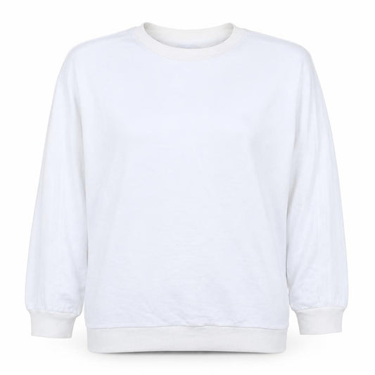 Front view of Adidas Women's White Crew Neck Pullover Sweatshirt, size M, 12-14
