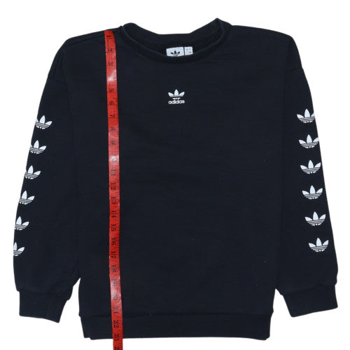 Adidas Women Black Long Sleeve Crew Neck Pullover Sweatshirt Size 8
