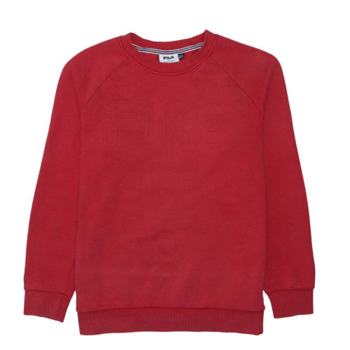 FILA Mens Red Crew Neck Pullover Sweatshirt Size S Logo Sportswear