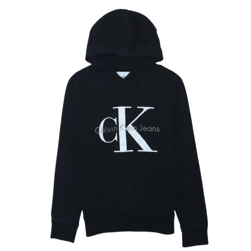 Calvin Klein Jeans Men’s Black Pullover Hoodie Small Logo Design