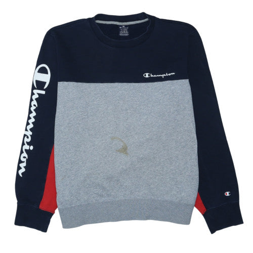 Champion Men's Blue Grey Red XL Pullover Sweatshirt Crew Neck Logo