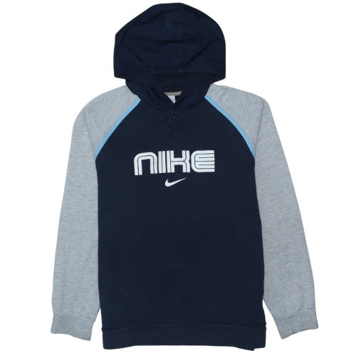 Nike Boys Blue & Grey Pullover Hoodie XL Cotton Logo Sweatshirt