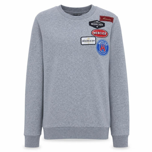 Front view of Mercier Men's Grey XS Crew Neck Logo Embroidered Pullover Sweatshirt