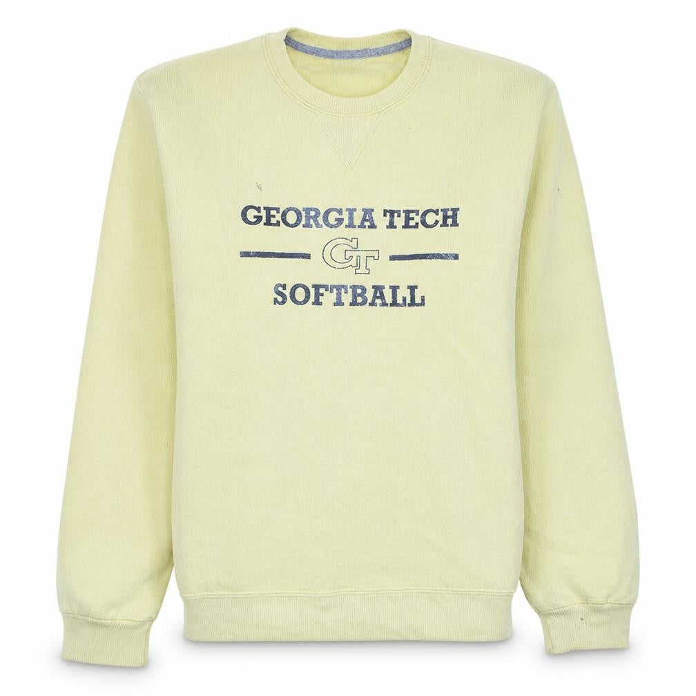 Front view of Russell Athletic Women’s Beige Georgia Tech Sweatshirt, size S