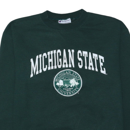 Champion Womens Green Michigan State Crew Neck Pullover Sweatshirt M