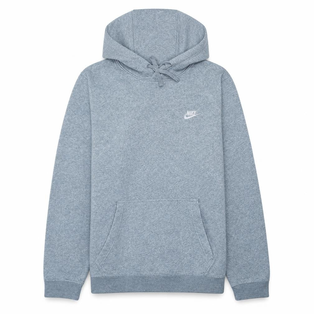 Front view of Nike Men's Grey Pullover Hoodie M Regular Fit Fleece Logo Sweatshirt