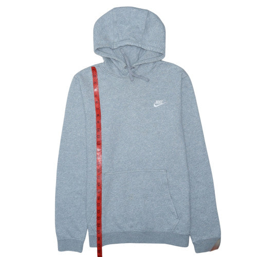 Nike Men's Grey Pullover Hoodie M Regular Fit Fleece Logo Sweatshirt