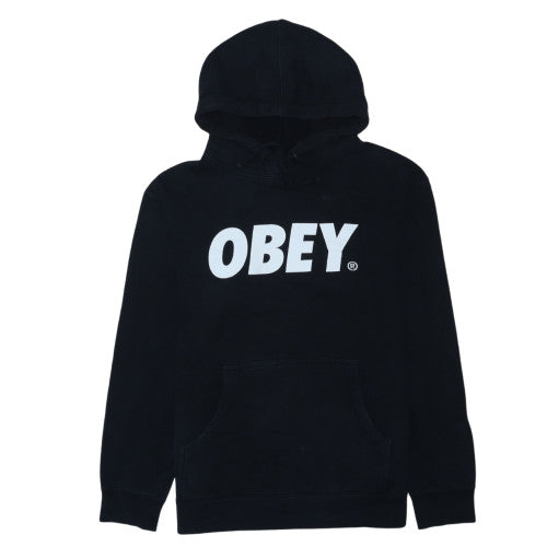 Obey Men's Black Pullover Hoodie S Regular Fit Streetwear Logo