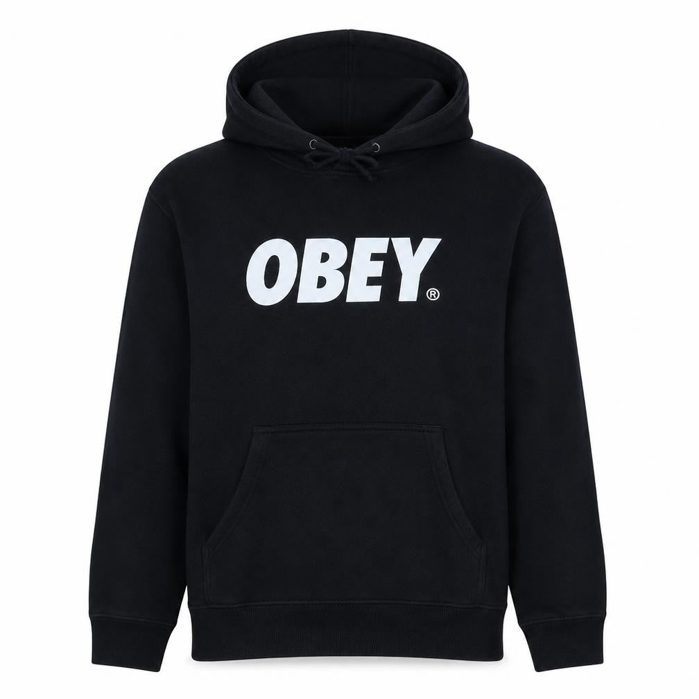 Obey Men's Black Pullover Hoodie S Regular Fit Streetwear Logo