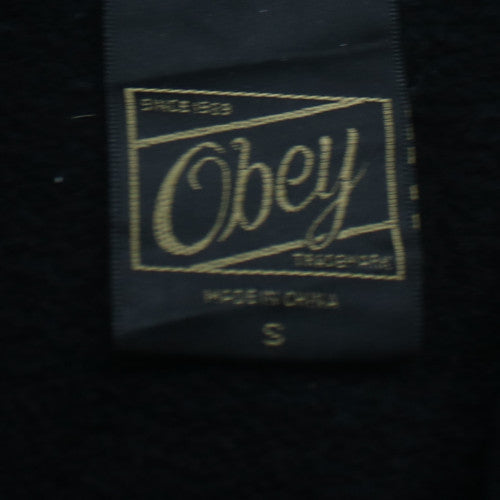 Obey Men's Black Pullover Hoodie S Regular Fit Streetwear Logo