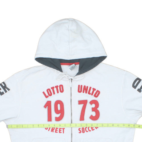 Lotto Men's White XL Full Zip Hoodie Street Soccer 1973 Graphic