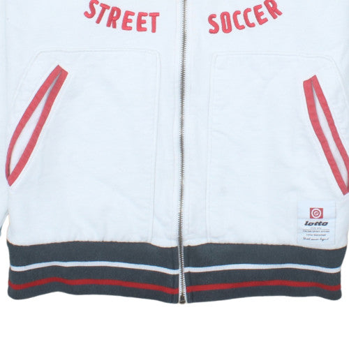Lotto Men's White XL Full Zip Hoodie Street Soccer 1973 Graphic