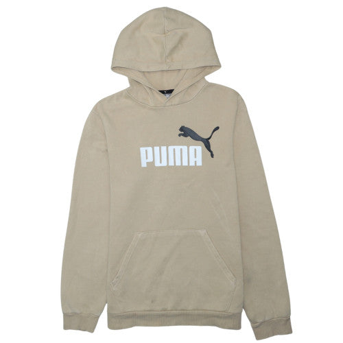 Puma Boys Beige Pullover Hoodie 15-16 Years Logo Classic Fleece Sweatshirt