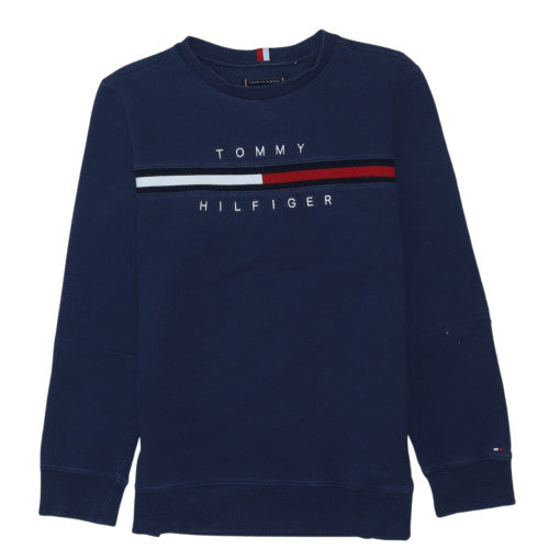 Tommy Hilfiger Boys Blue Crew Neck Logo Pullover Sweatshirt Size 164