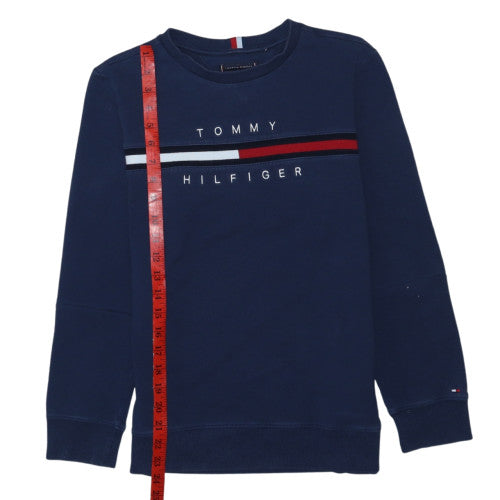 Tommy Hilfiger Boys Blue Crew Neck Logo Pullover Sweatshirt Size 164