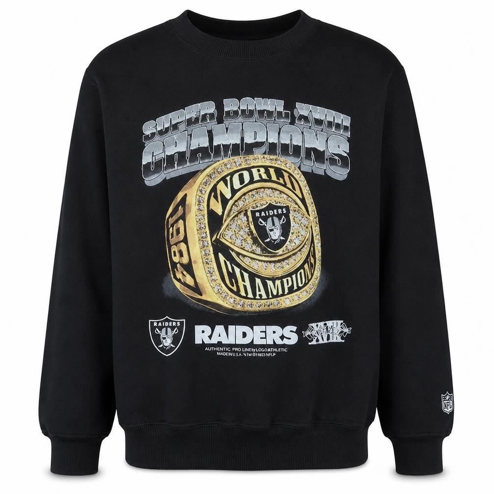 Front view of Cotton On Men’s Black Raiders Super Bowl Sweatshirt M Regular Fit