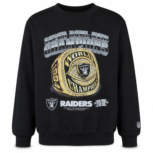 Front view of Cotton On Men’s Black Raiders Super Bowl Sweatshirt M Regular Fit