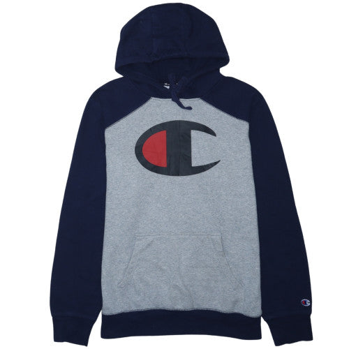 Champion Men's Grey 2XL Pullover Hoodie with Logo and Pockets