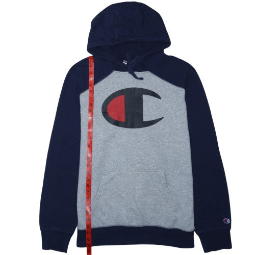 Champion Men's Grey 2XL Pullover Hoodie with Logo and Pockets