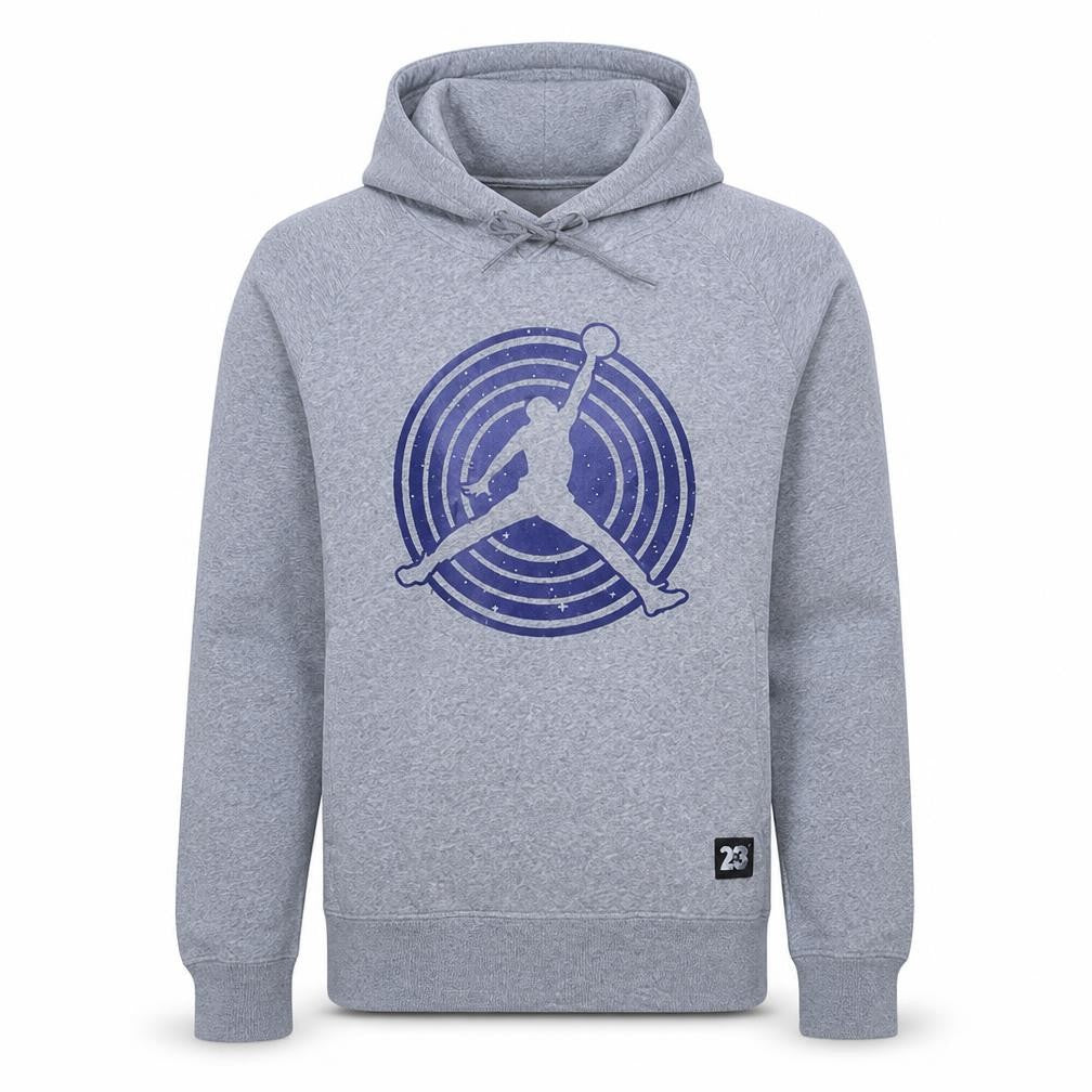 Front view of Nike Men’s Grey Pullover Hoodie M Graphic Sports Fleece